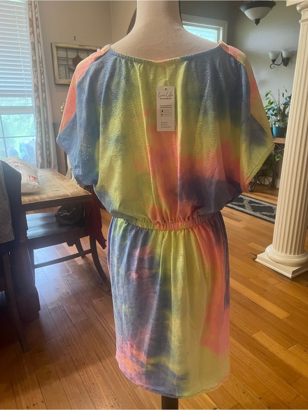 Cupshe Pastel Tie-Dye Midi Dress in Blue, Pink & Green - Picture 4 of 9